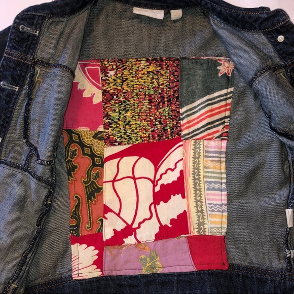 Upcycled Hippie Boho Patchwork Dark Denim Jacket - Picture 11 of 15